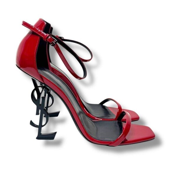 Saint Laurent Opyum 110 YSL Heels Sandals in Red Patent Leather Women’s Size 39 - Picture 1 of 14